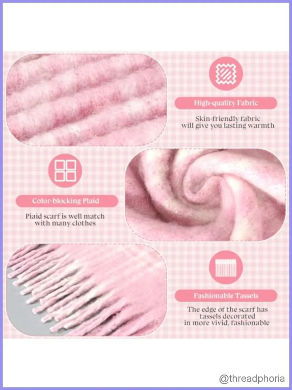 3 Pcs Plaid Scarf for Women Coquette Chunky Blanket Scarf Long Shawl Large Wrap
